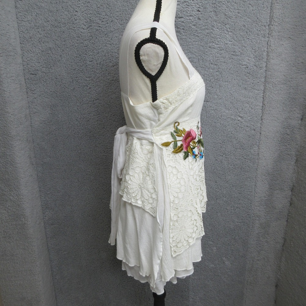 Maggie Embroider Floral Boho Dress Women M White 100%Cotton Lace Tiered Sundress - Picture 3 of 16